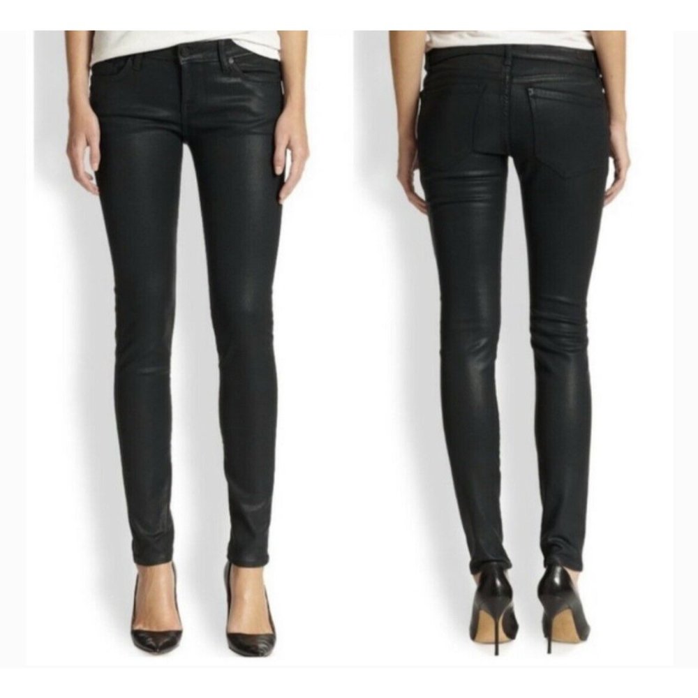 Joie Coated Black Mid-Rise Skinny Jeans size 26